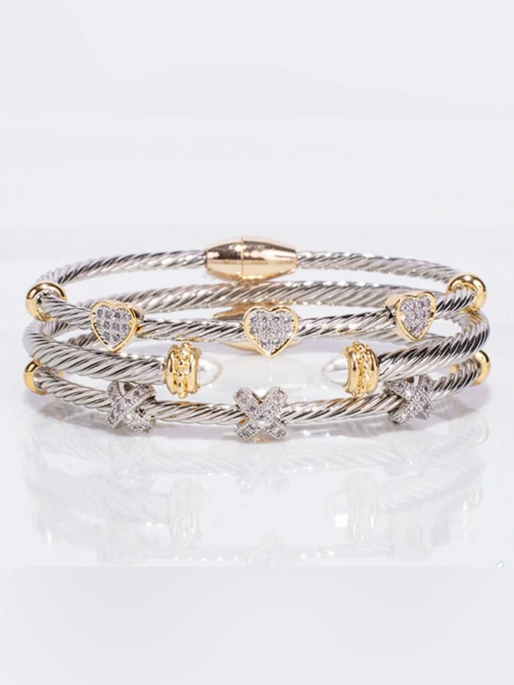 My Best Kept Jewelry Mixed Metal Cable Bracelet Stack Set NWT